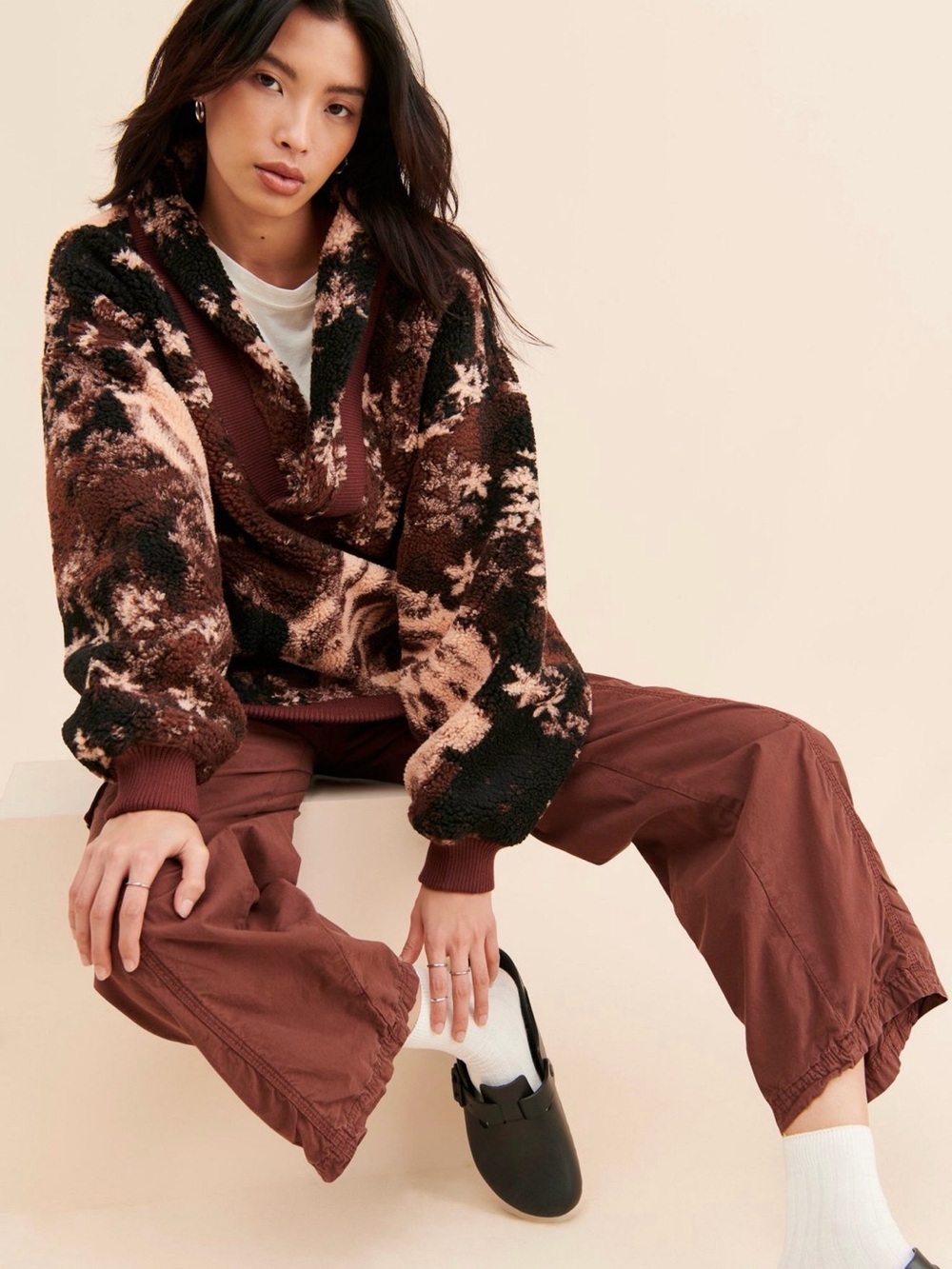 FREE PEOPLE ROSIE PRINTED SHERPA JACKET RETAIL $198